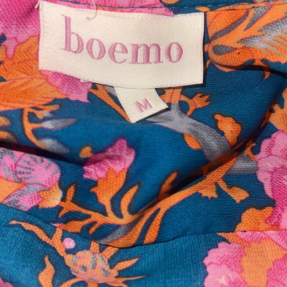 NWT Boemo Anthropologie Tiered Maxi Dress Floral Tassel Tie Long Sleeve - Picture 12 of 14